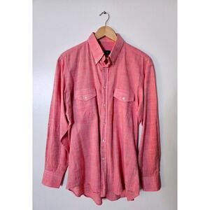 TURRAU Spain 100% Cotton Button Down Shirt Blue White Gingham European Luxury L
